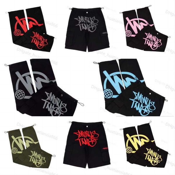 2023 men's pants minus two cargo harajuku minustwo casual loose punk rock straight wide leg trouser streetwear y2k pant retro street tr, Black